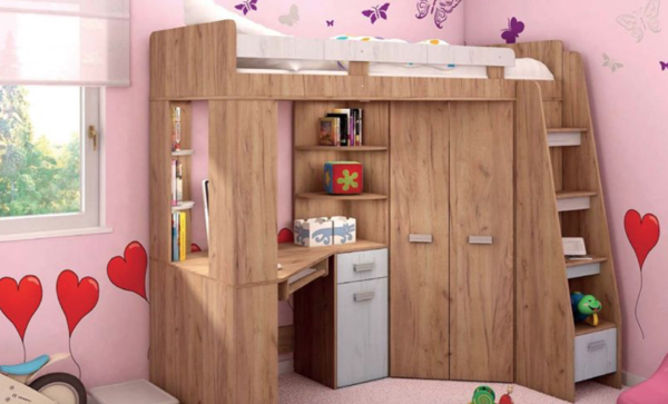 Kinder und Jugendbett all inklusive mit Schreibtisch und Schrank